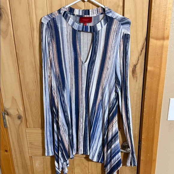 Jennifer Lopez Striped Blue and White Women's Top - Picture 1 of 6